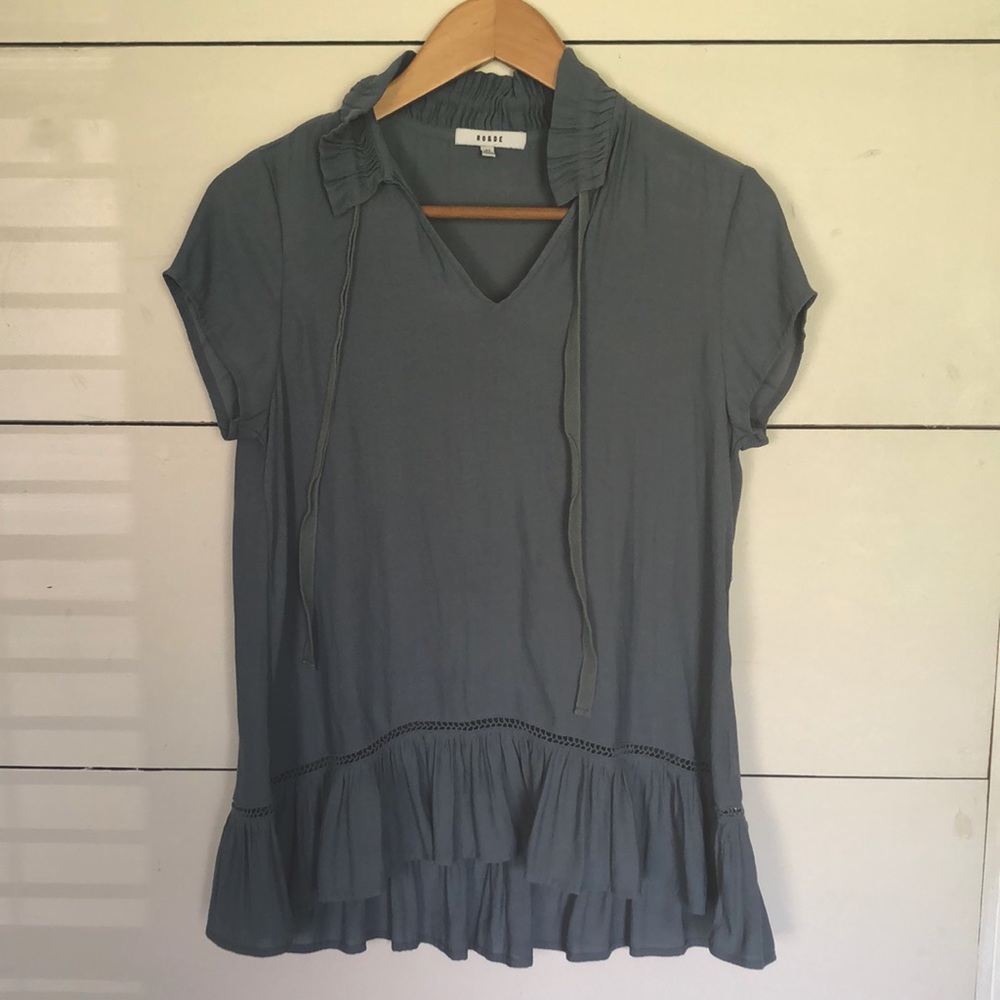 Anthropologie RO & DE slate blue flowy top size XS